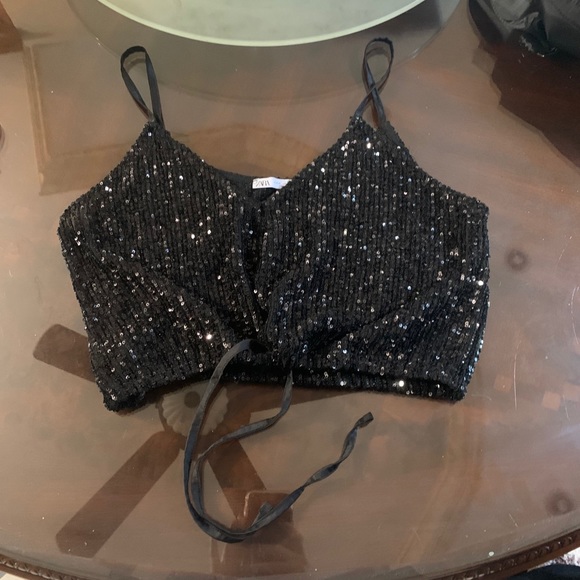COPY - Zara Sequin Seethrough Drawstring Top - Picture 2 of 2